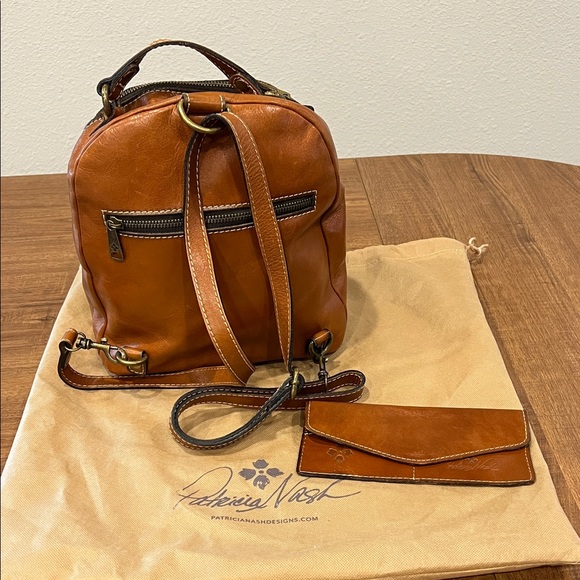 Patricia Nash Embossed Tan Leather Backpack - Picture 2 of 3